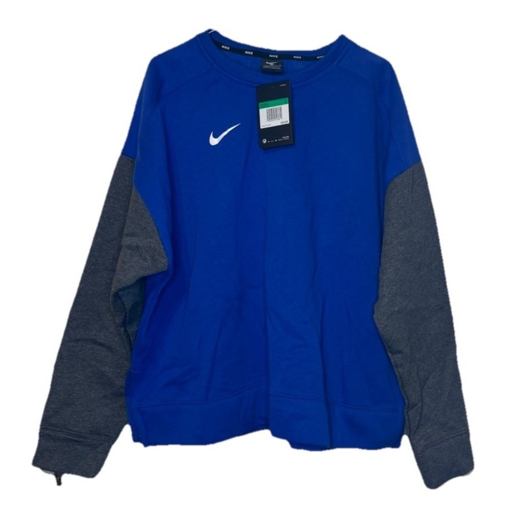 Nike Men's Sweatshirt Long Sleeve Pullover Colorblock Oversized Blue Gray XL NWT